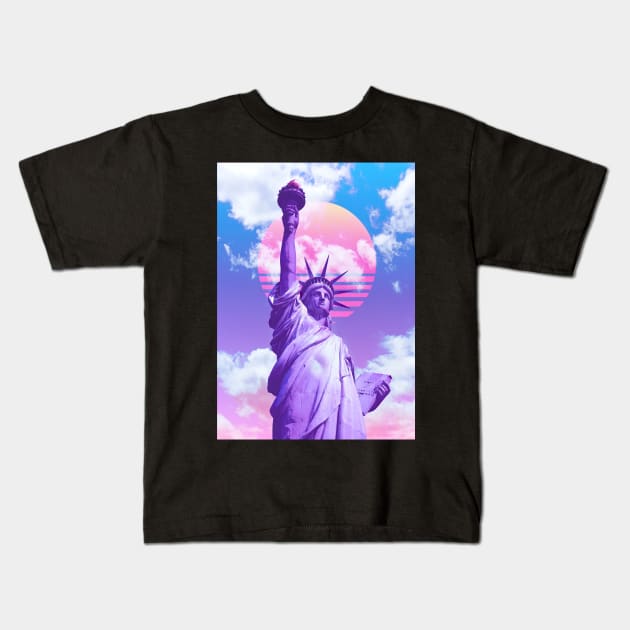 Liberty Statue Kids T-Shirt by artoriaa